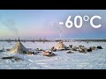 Nomad family with mother survive in Far North in Russia. Life in Russia today. Russian Tundra.