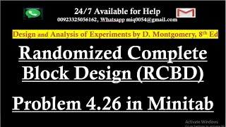 Randomized complete block design in Minitab | RCBD solved in Minitab | ANOVA assumptions