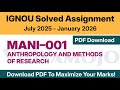 IGNOU MANI 001 Solved Assignment 2025-26 PDF Download