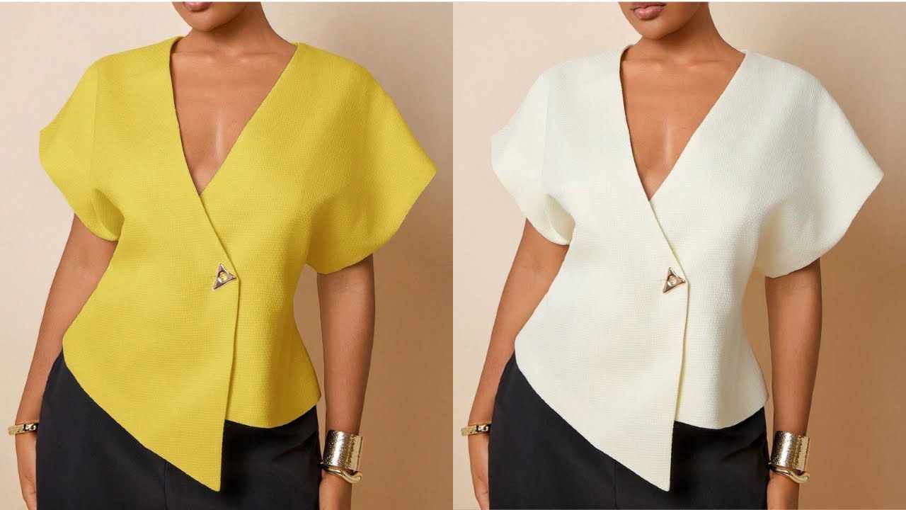 Как построить асимметричный топ с перекрытием | Пошаговое построение выкройки