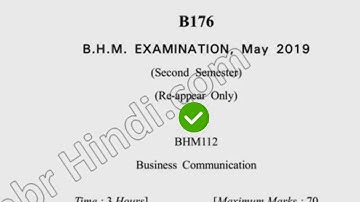 2019 Dcurst BHM 2nd Sem Reappear Business Communication Question Paper