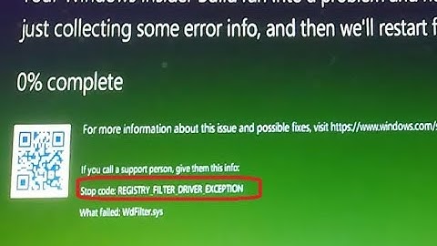 Fix Registry Filter Driver Exception WdFilter.sys failed Windows 10
