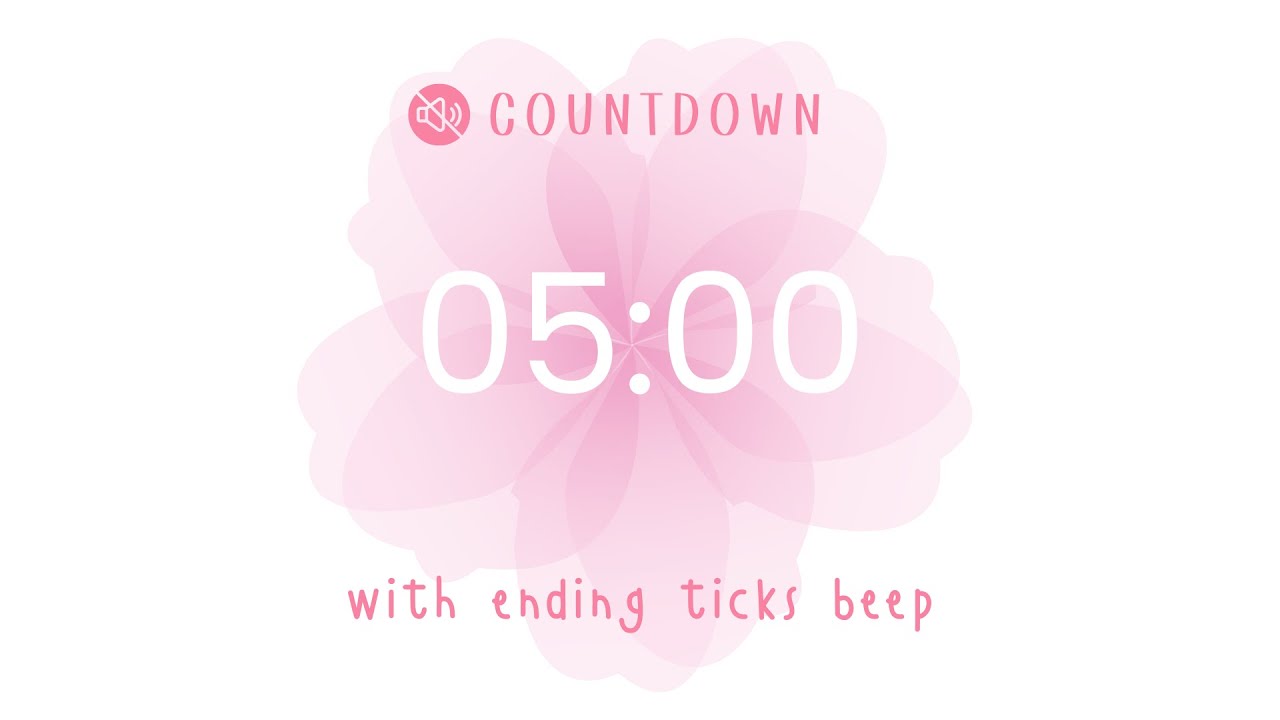 5 Minute Silent Countdown Timer 🔇 Tick 5s + Beep ending | Study Focus ...