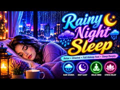 🌧️ Rainy Night Sleep 🌙 Deep Sleep Music & Relaxing Rain Sounds | Fall Asleep Fast, Stress Relief