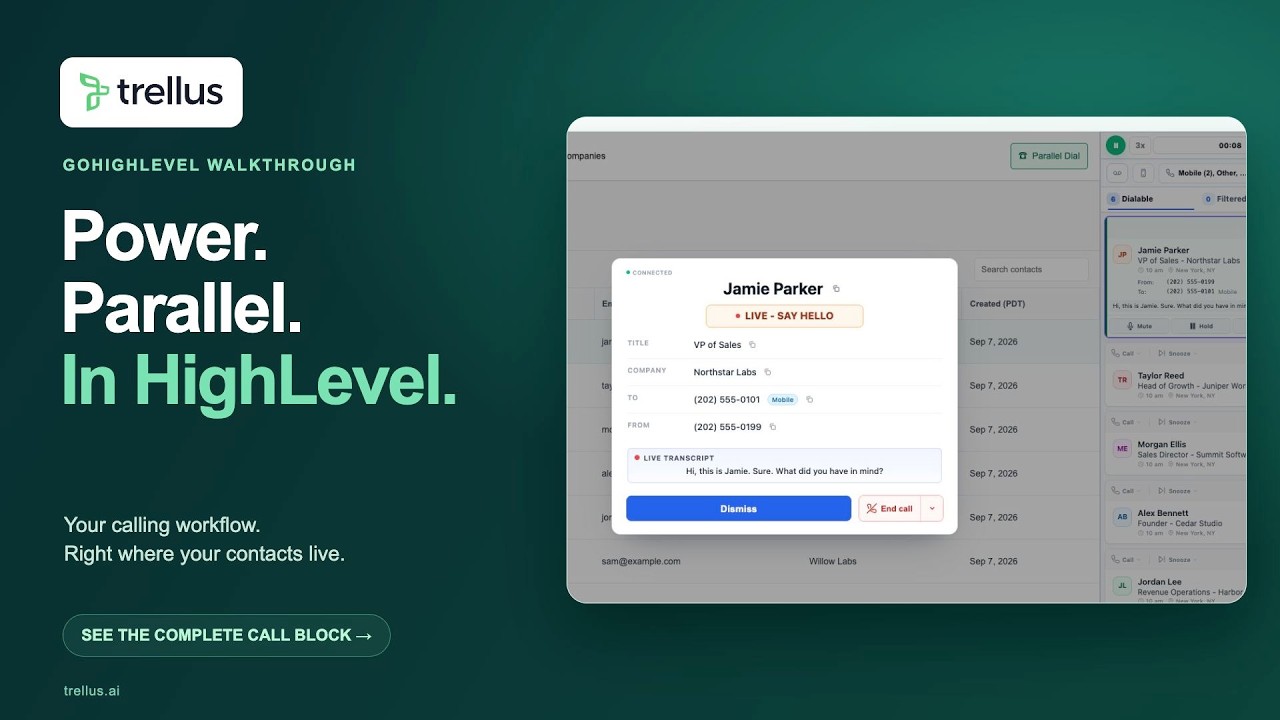GoHighLevel Power & Parallel Dialer | Trellus Walkthrough