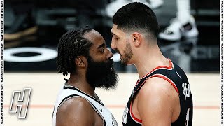 Enes Kanter \& James Harden Exchange Words - Nets vs Blazers | March 23, 2021 | 2020-21 NBA Season