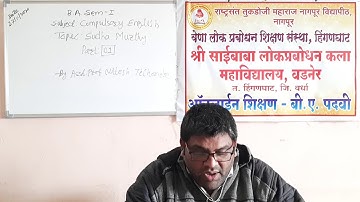 27 November 2020, Eng.-VD-598, BA SEM-1, Topic: Sudha Murthy, Part - 1, Asst. Prof. Nitesh Telhande.