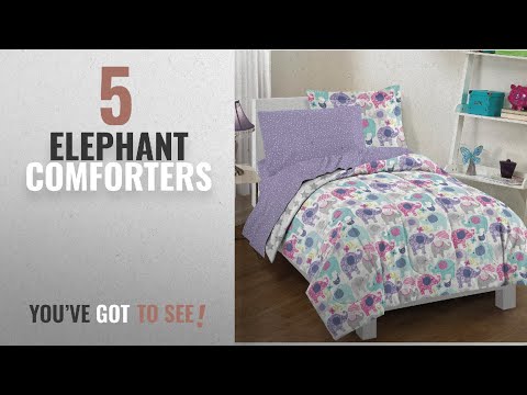 top-10-elephant-comforters-[2018]:-dream-factory-2a851701pp-ellen-elephant-comforter-set,-twin,