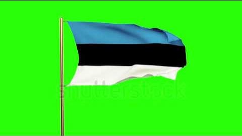 Estonia flag waving in the wind. Looping sun rises style. Animation loop. Green screen, alpha matte