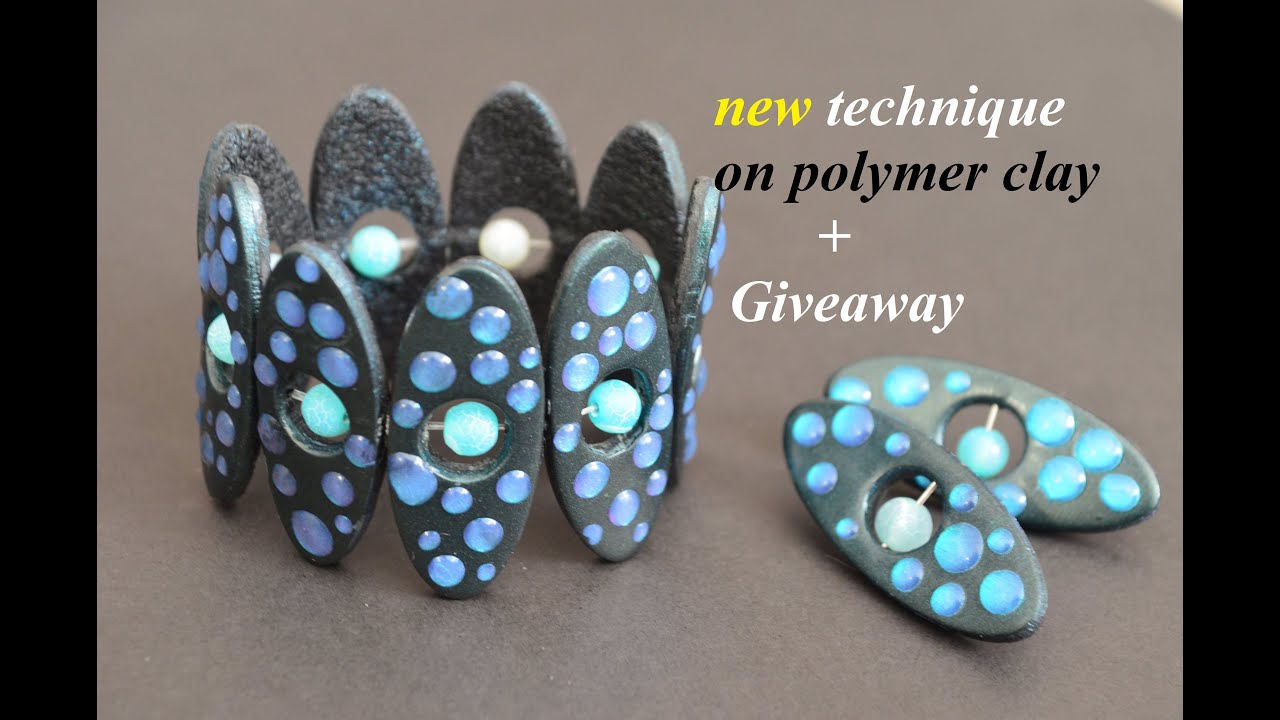 new "droplet" technique on polymer clay tutorial FIMO & giveaway новая техника на полимерной глине