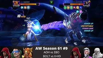 Nine Fight War! | AW Season 61 #9 | AOH vs EVO, BOLT vs XK9 | Marvel Contest of Champions