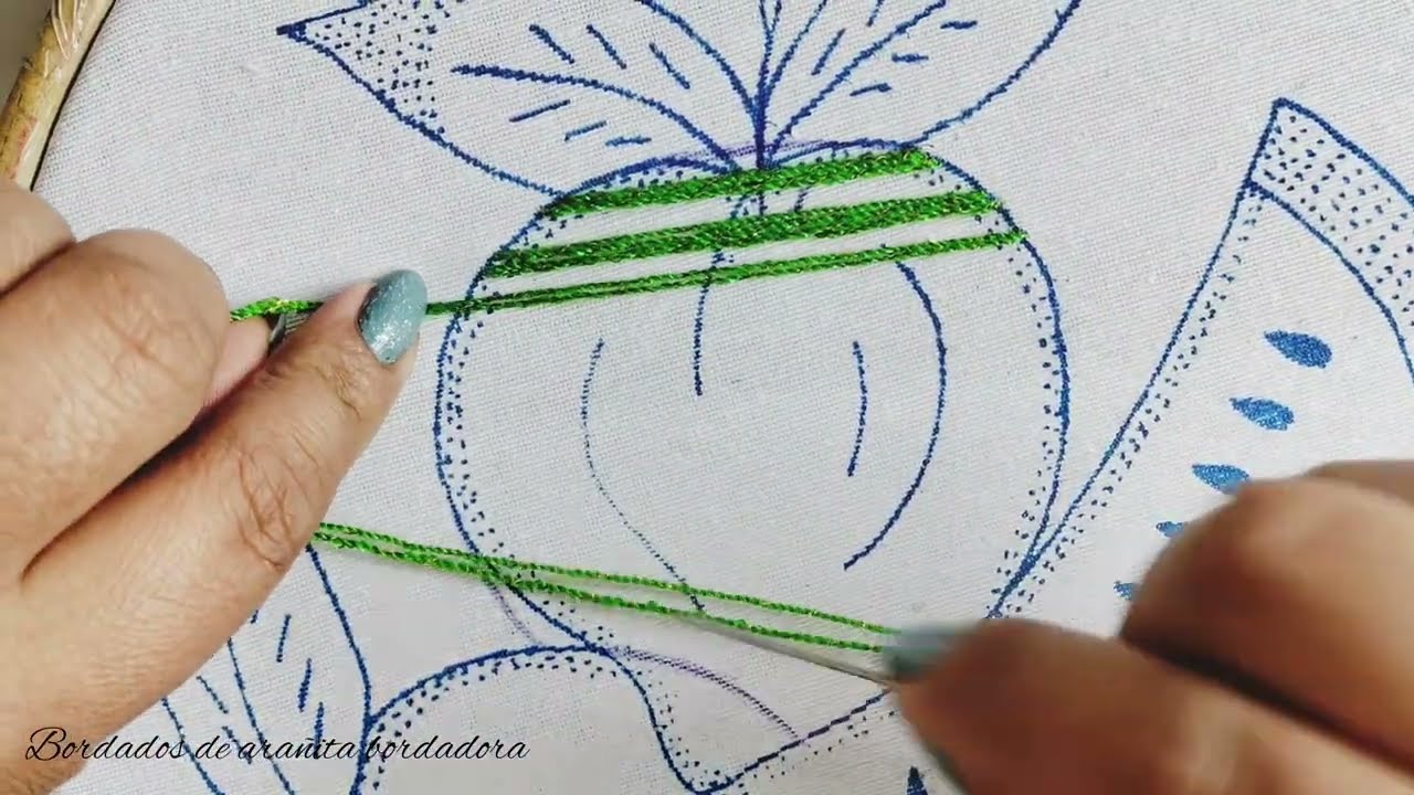 BORDADO FÁCIL PARA UNA MANZANA, DURAZNO, HOJA, FLOR O CUALQUIER DISEÑO/ PUNTADA FÁCIL DE FRUTAS