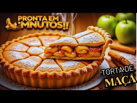 🍏😋 TORTA DE MAÇÃ FÁCIL E DELICIOSA – PRONTA EM MINUTOS! 🍏🔥