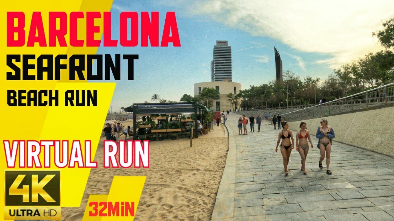 Virtual Run | Barcelona Beach | Running Video 4K | Treadmill Workout #039