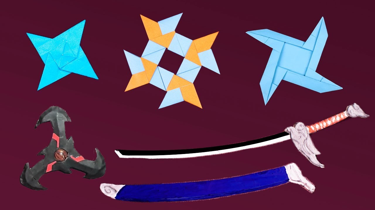 Top 05 Easy Origami Ninja Star/sword/Knife - How to make