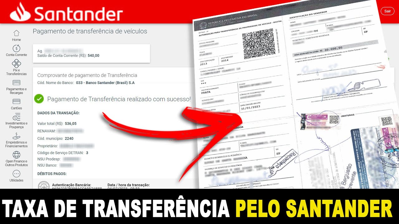 TAXA DE TRANSFERÊNCIA DE VEÍCULO - COMO PAGAR PELO SANTANDER - PAGAR ...