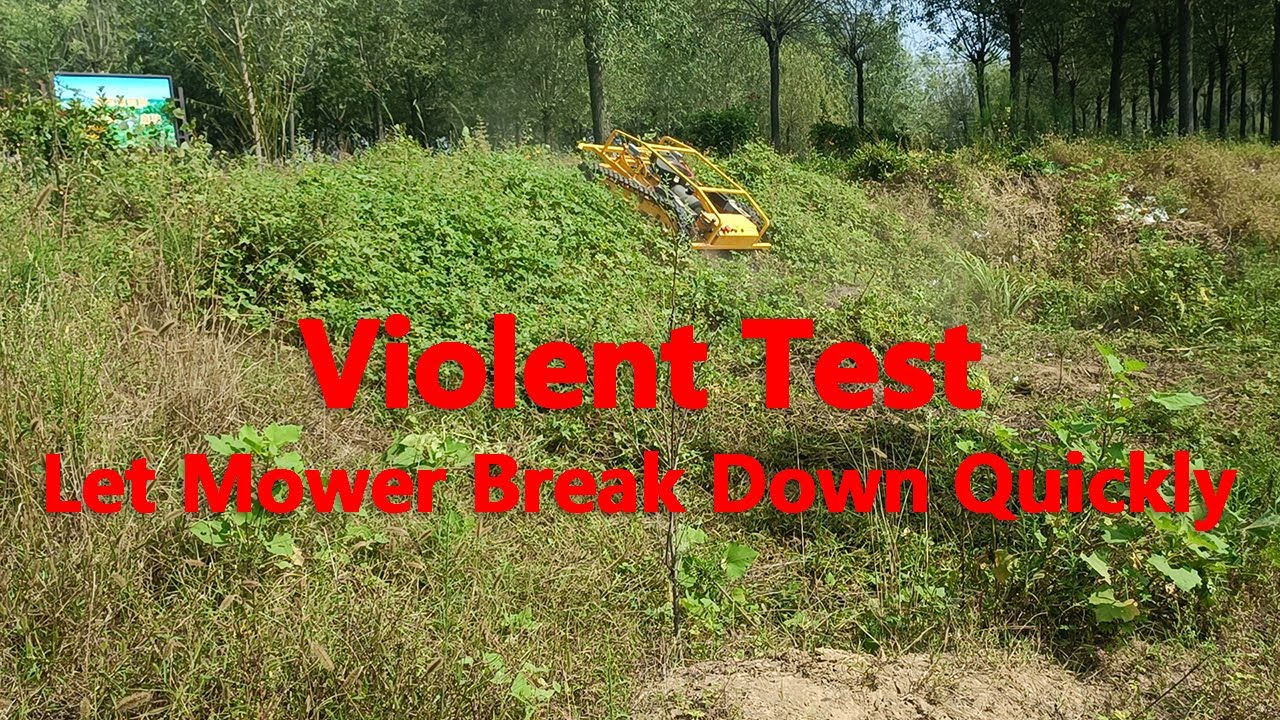 Violent Test of Remote Control Slope Lawn Mower - 23hp Brush Mower - Powerful Grass Butter