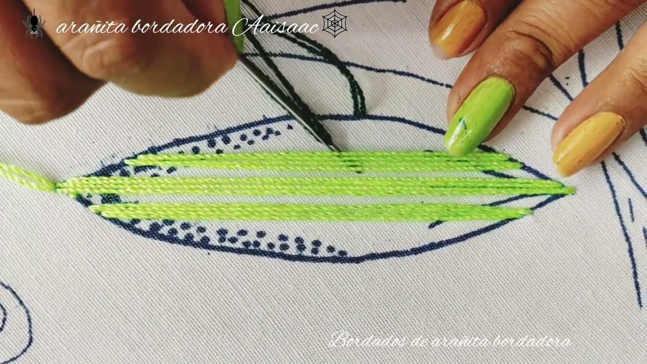 BORDADO FANTASÍA PARA HOJAS Y PÉTALOS ALARGADOS| PUNTADAS FÁCILES PARA BORDAR DISEÑOS LARGOS