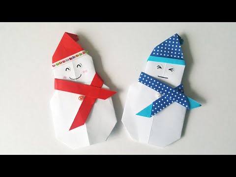 눈사람 종이접기 크리스마스 눈사람 만들기 산타할아버지 모자 접기 겨울눈사람 신기한종이접기 쉬운종이접기 색종이접기