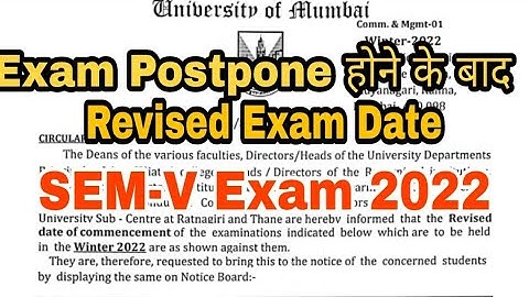 Revised Date Final Year Exam Winter 2022 Mumbai University || TY Sem V Revised Time table