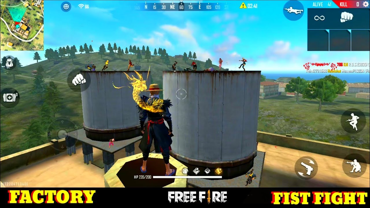 GARENA FREE FIRE FACTORY FIST FIGHT (WTF FUNNY FAILS)- FF FACTORY ROOF CHALLENGE - FACTORY FREE FIRE