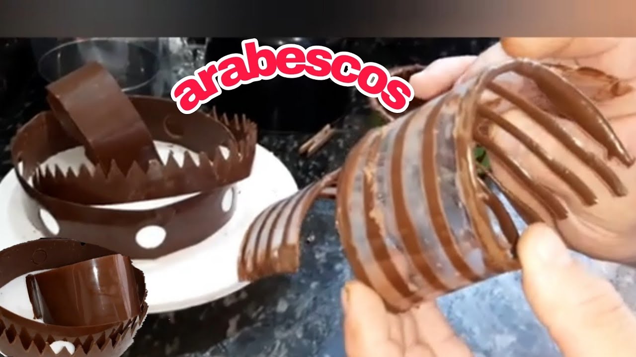 arabescos de chocolate para decorar bolos e tortas