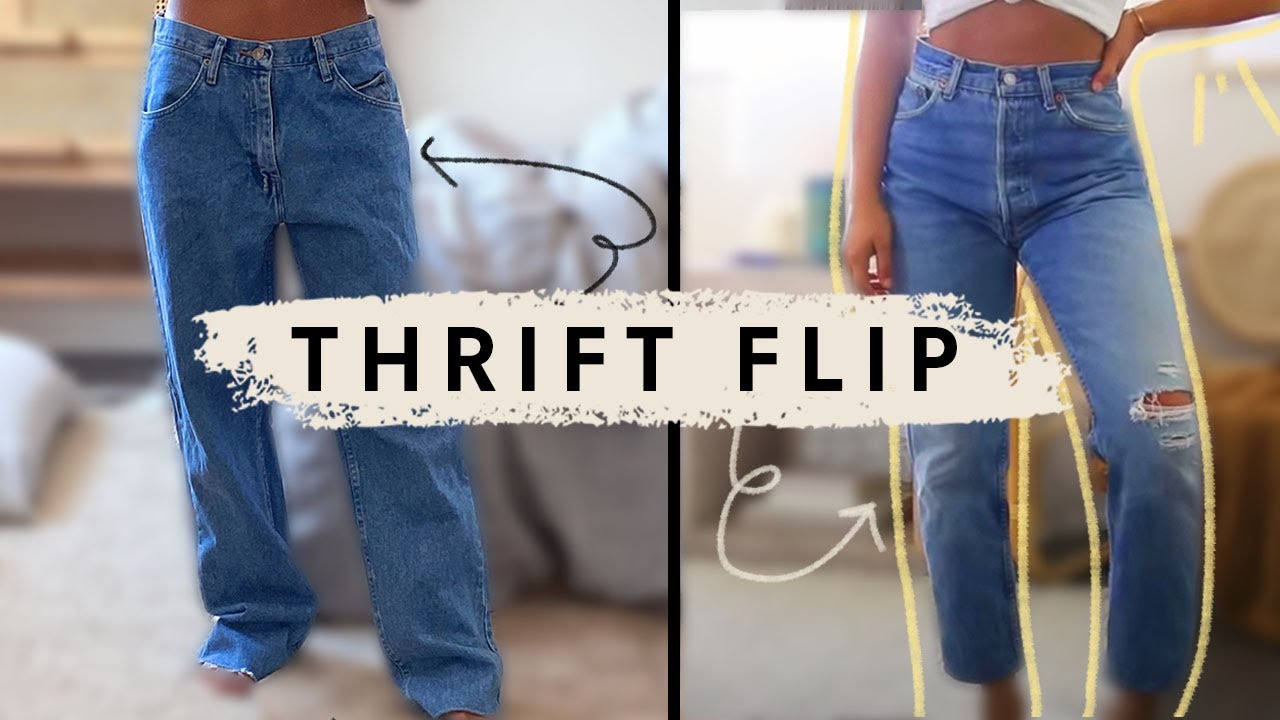 How to Tailor Men's Jeans *thrift flip* - YouTube