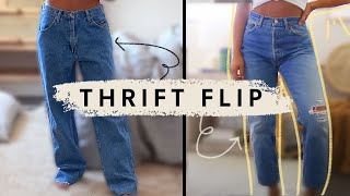 How to Tailor Men's Jeans *thrift flip*