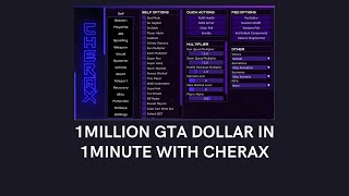 How to get 1Million GTA Dollar in 1 Minute with Cherax Menu [UNDETECTED]