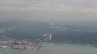 台湾西北部空中俯视图 台北 新北 桃园机场降落5分钟