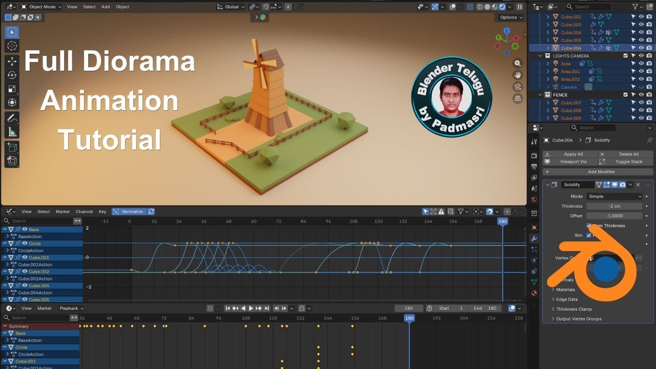 Windmill Diorama Animation Tutorial | Padmasri's Blender Tutorial