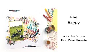12x12 Layout: Bee Happy using Scrapbook.com Cut Files @KrystalLBecker