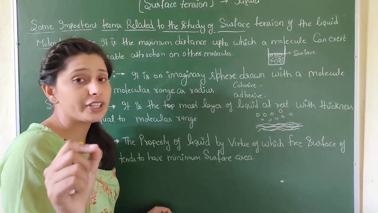 surface tension and its examples, numerical, effect of temperature, applications