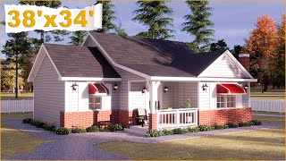 Stunning 2 Bedroom Cottage House 38'x34'(12x10m)!! Explore The Gorgeous Interior With a Floor Plan