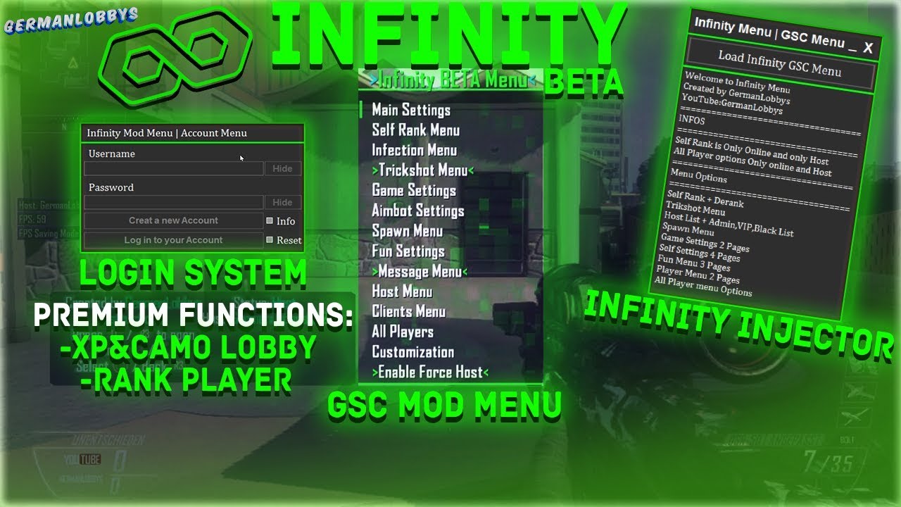[BO2/1.19]â™›Infinity Beta Mod Menu Release | Rank Self/Players, XP & Camo  Lobby +DOWNLOAD!â™›[GSC] - 