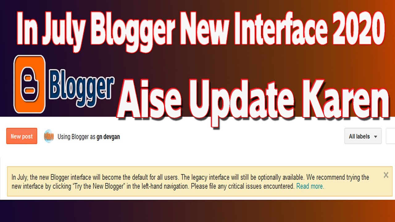 New Update Blogger Inteface