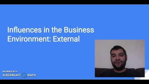 Preliminary Business Studies Nature of Business: Influences in the Business Environment - External