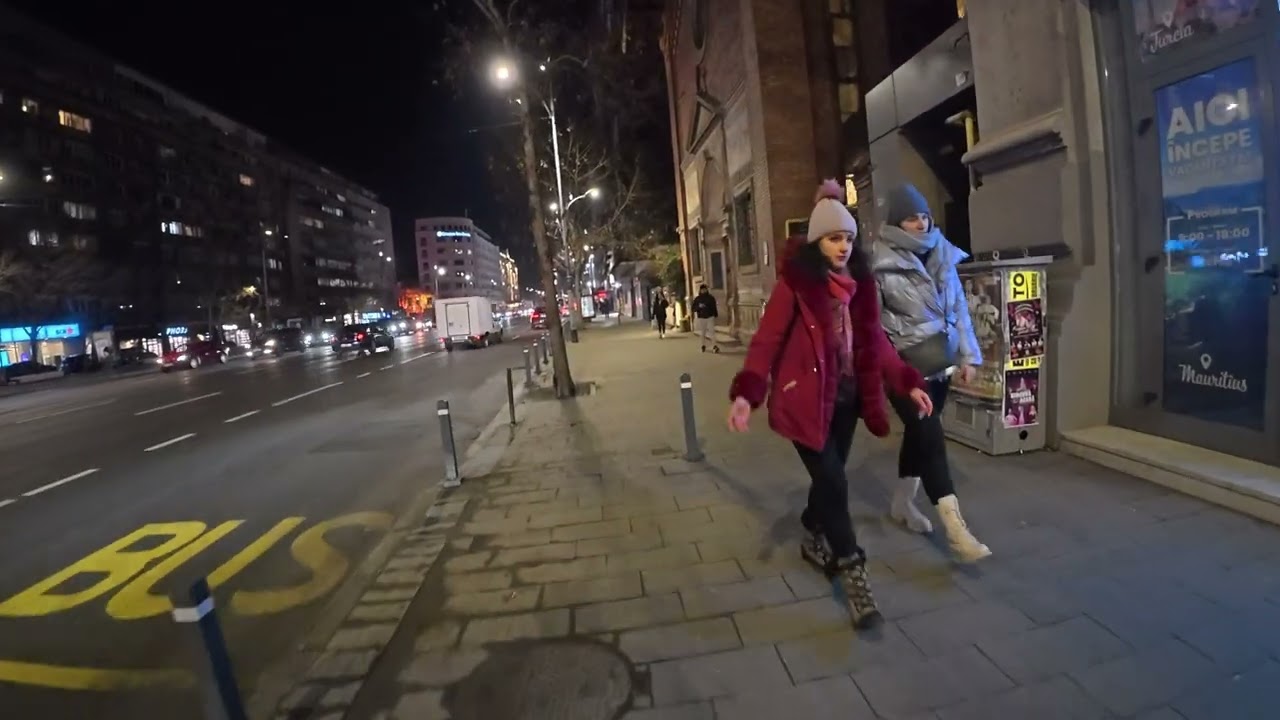 Bucharest Night Walk 4K 🇷🇴 University Square to Piata Romana | Real City Sounds