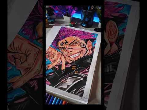 How to draw The King of Curses Ryomen Sukuna ☠️ #artsandcreation #trending #drawing #sukuna #viral