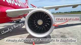 Airasia AK6496 Kota Kinabalu to Sandakan =Cloudy & Bumpy + A320-251Neo + Seat 26F=