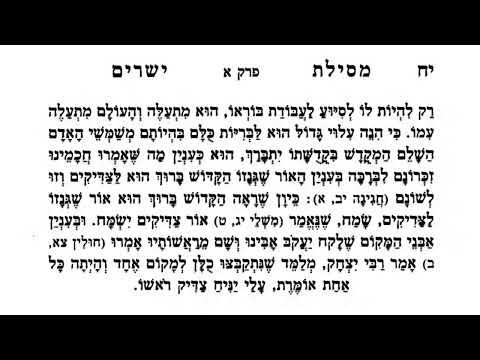 מסילת ישרים- פרק א' | הרב יהודה יצחקי שליט''א