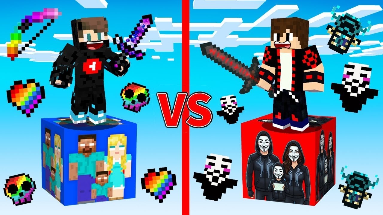 ماين كرافت : حـرب بلوكات الحظ ولكن عائلة الهكـر ضد عائلة الهيروبراين !!؟ 🔥😱