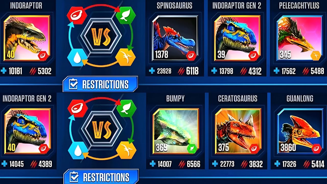 SUPER BATTLE INDORAPTOR VS INDORAPTOR GEN 2 | JURASSIC WORLD THE GAME