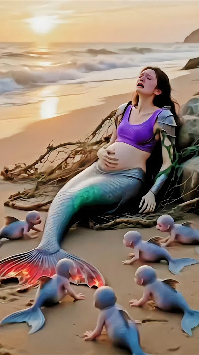 Pregnant Mermaid with adorable baby girls in her womb 🥹 #babygirl #mermaid #shortvideo