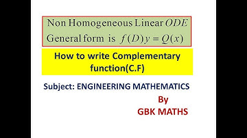 Complementary function (C.F)// Part I//GBK maths//Engineering Maths//Gate//M1//NET//SET//B.Sc//M2//
