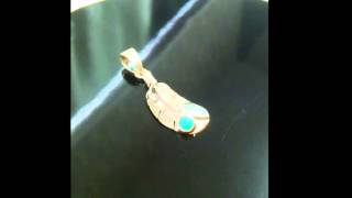 4-4050-1ターコイズフェザーシルバーペンダント/ネイティブアメリカンジュエリー/インディアンジュエリー/シルバー925