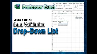 Lesson No  41: Data Validation - Creating a Drop Down List