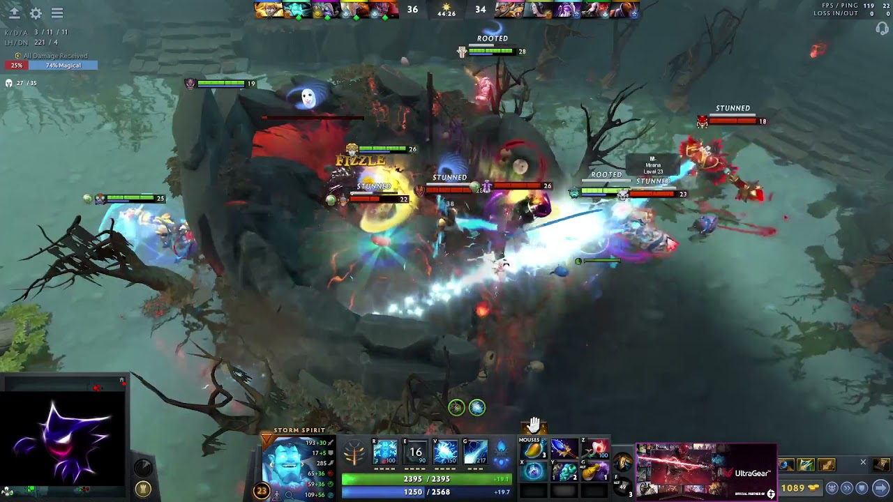 Arteezy offlane Storm Spirit gets 4 man vortex!