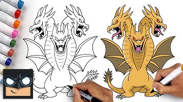 How To Draw King Ghidorah | Draw & Color Tutorial
