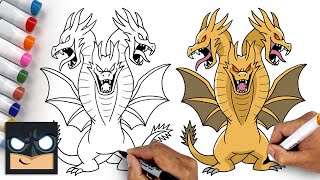 How To Draw King Ghidorah | Draw & Color Tutorial
